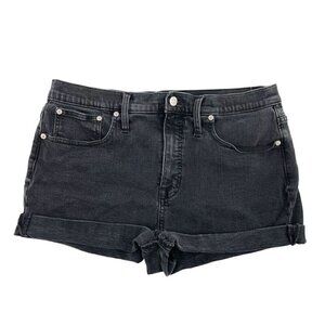 Madewell High Rise Denim Shorts Cuffed Leg Stretch Denim Black size 31
